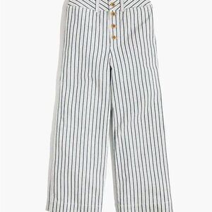 Madewell Emmett button up wide leg striped crop size 32